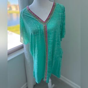Pitusa Turquoise V-Neck Swim Coverup